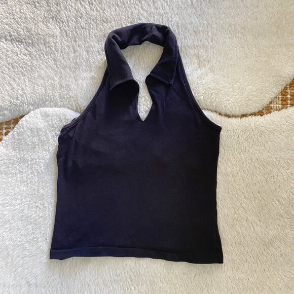 Gloria Vanderbilt Vintage Y2K V-Neck Collared Sleeveless Top – Black, Petite Sma - Picture 12 of 12